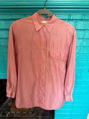 The Limited Dusty Rose Silk Button-Up Blouse